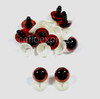 Pack of 5 Pairs - 18mm DARK AMBER Transparent Eyes with Plastic Backs