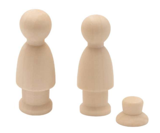 Pack of 1 - 77mm Male with Hats - Wooden People Unfinished Family - Male & Female - DIY/ Arts & Crafts/ Weddings