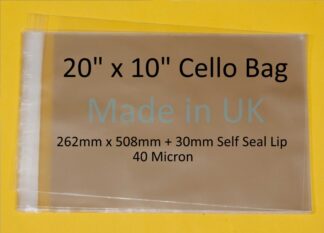 20 x 10 Cello Bags - 262mmx508mm