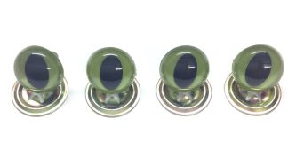 Pack of 2 Pairs - 18mm Green Cat Crystal Eyes with Metal Backs