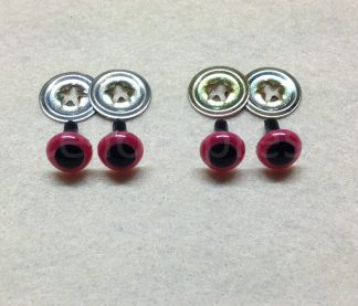 Pack of 2 Pairs - 7.5mm Pink Crystal Eyes with Metal Backs
