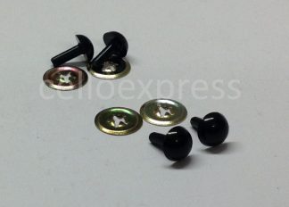Pack of 2 Pairs - 12mm Solid Black Eyes with Metal Backs