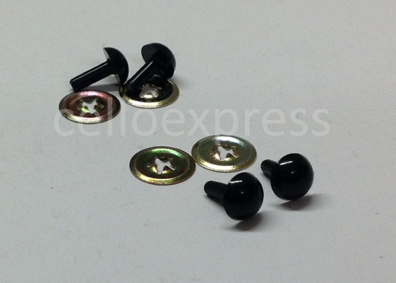 Pack of 2 Pairs - 12mm Solid Black Eyes with Metal Backs