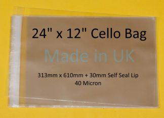 Pack of 100 - 24" x12" - 313mm x 610mm - Cello Photo Mount Display Bags Self Seal
