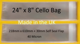 Pack of 100 - 24" x 8" - 218mm x 610mm - Cello Photo Mount Display Bags