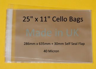 Pack of 100 - 25" x 11" - 286mm x 635mm - Cello Photo Mount Display Bags Self Seal