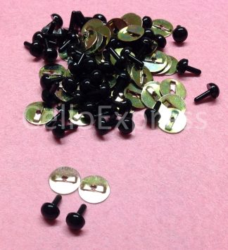 Pack of 25 Pairs - 5mm Solid Black Eyes with Metal Backs