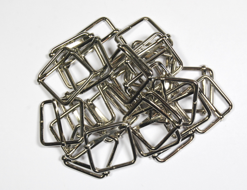 Pack of 25 25mm Square Metal Bag Strap Sliding Adjusters Silver