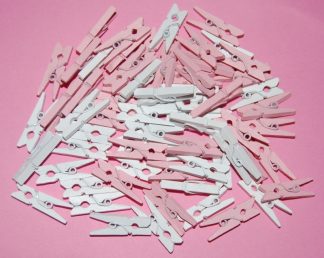 35mm Pink & White Mix Mini Wooden Pegs