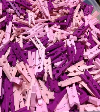 35mm Pink Mix Mini Wooden Pegs