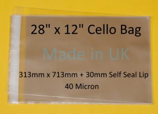 Pack of 100 - 28" x12" - 313mm x 713mm - Cello Photo Display Bags Self Seal