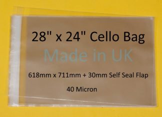 Pack of 100 - 28" x 24" - 618mm x 711mm + 30mm Flap - 28x24 Mounted Photograph Cellophane Display Bags Self Seal 40 Micron - Large Cello