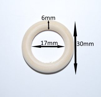 30mm x 6mm Natural Wooden Linking Rings With 17mm Hole