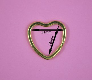 Pack of 10 - BRIGHT GOLD - 31mm Heart Shaped Bright Gold Colour - Double Loop Split Ring