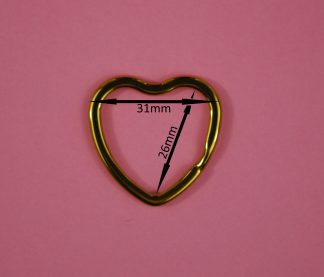 Pack of 10 - GOLD - 31mm Heart Shaped Gold Colour - Double Loop Split Ring