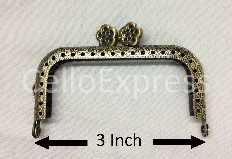 Pack of 1 Straight Type 1 Purse Clasp 3.25" Antique Brass