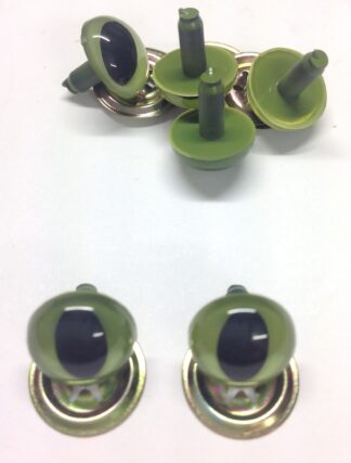 Pack of 3 Pairs - 9mm Green Cat Crystal Eyes with Metal Backs