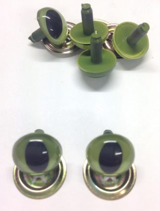 Pack of 3 Pairs - 24mm Green Cat Crystal Eyes with Metal Backs