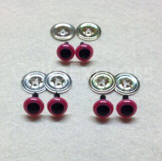 Pack of 3 Pairs - 7.5mm Pink Crystal Eyes with Metal Backs