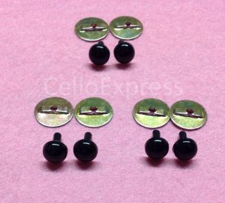 Pack of 3 Pairs - 5mm Solid Black Eyes with Metal Backs