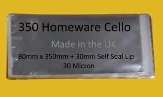 Pack of 100 - 350 Homeware Cello Display Bags - 80mm x 350mm