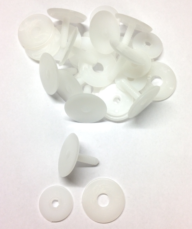 Pack of 10 - 25mm Slim White Animal Joints - 3 Part Joint Set