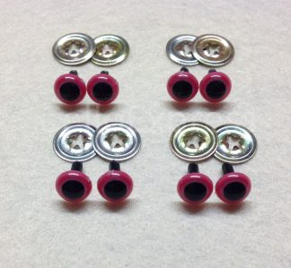 Pack of 4 Pairs - 7.5mm Pink Crystal Eyes with Metal Backs