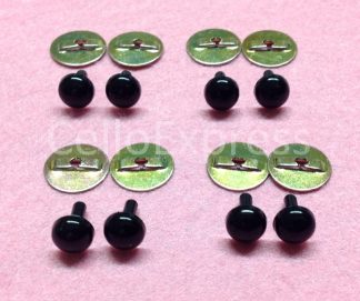 Pack of 4 Pairs - 5mm Solid Black Eyes with Metal Backs