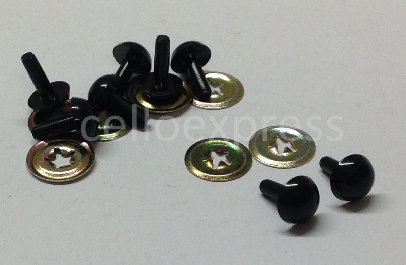 Pack of 4 Pairs - 18mm Solid Black Eyes with Metal Backs