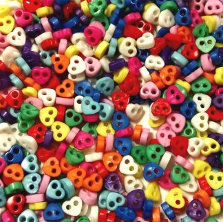 Pack of 1000 Buttons - 4mm Heart - Mixed Colours - Mini Doll Buttons for Dolls & Soft Toys Clothes