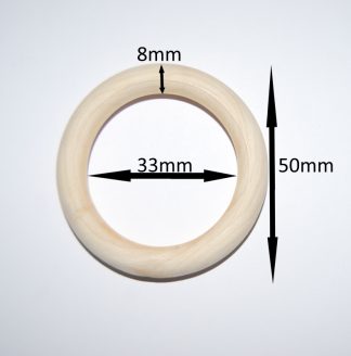 50mm x 8mm Natural Wooden Linking Rings With 33mm Hole