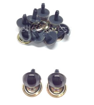 Pack of 5 Pairs - 7.5mm Grey Cat Crystal Eyes with Metal Backs