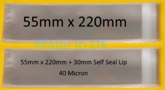 55mm x 220mm Cello Bag