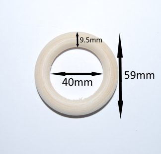 59mm x 9.5mm Natural Wooden Linking Ring With 42mm Hole