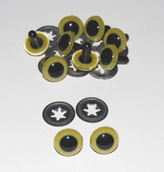 15mm Yellow Green Crystal Eyes with Metal Backs