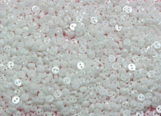 Pack of 100 Buttons - 6mm Circles - White - Mini Buttons for Dolls & Soft Toys Clothes