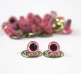 Pack of 10 Pairs - 6mm Pink Plastic Eyes with Metal Backs