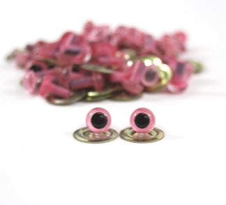 Pack of 50 Pairs - 6mm Pink Plastic Eyes with Metal Backs