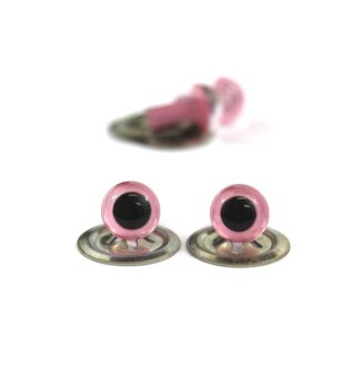 Pack of 2 Pairs - 6mm Pink Plastic Eyes with Metal Backs