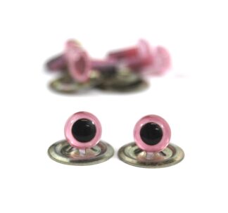 Pack of 3 Pairs - 6mm Pink Plastic Eyes with Metal Backs