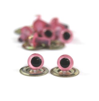 Pack of 5 Pairs - 6mm Pink Plastic Eyes with Metal Backs