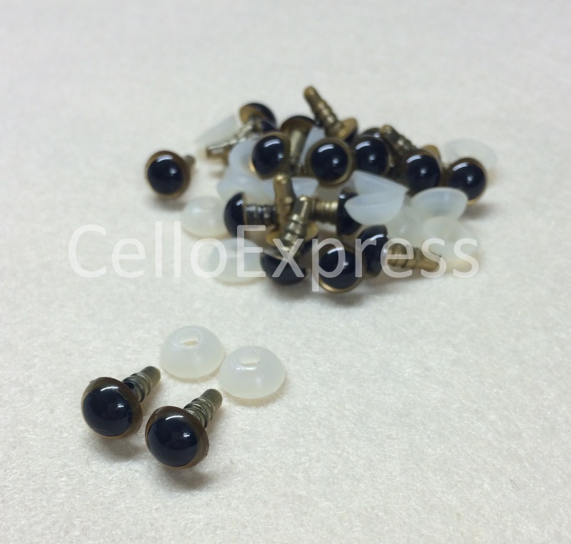 Pack of 50 Pairs - 8mm Gold Glass Like Eyes with Plastic Backs