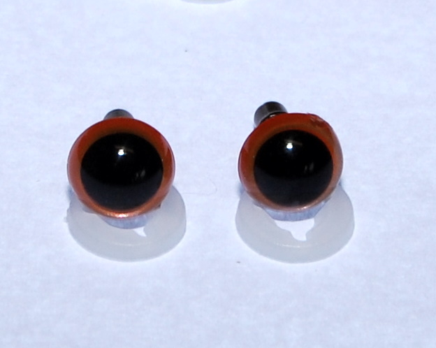 Pack of 1 Pair - 8mm Orange Glass Like Eyes with Plastic Backs