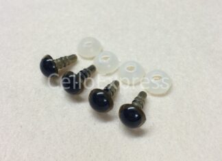 Pack of 2 Pairs - 8mm Gold Glass Like Eyes with Plastic Backs