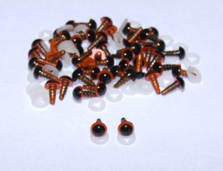 Pack of 50 Pairs - 8mm Orange Glass Like Eyes with Plastic Backs