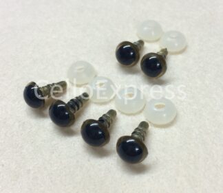 Pack of 3 Pairs - 8mm Gold Glass Like Eyes with Plastic Backs