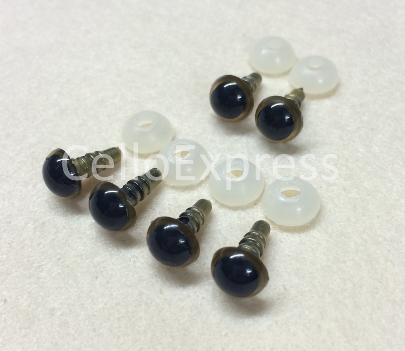 Pack of 3 Pairs - 8mm Gold Glass Like Eyes with Plastic Backs