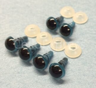 Pack of 3 Pairs - 8mm Blue Glass Like Eyes with Plastic Backs