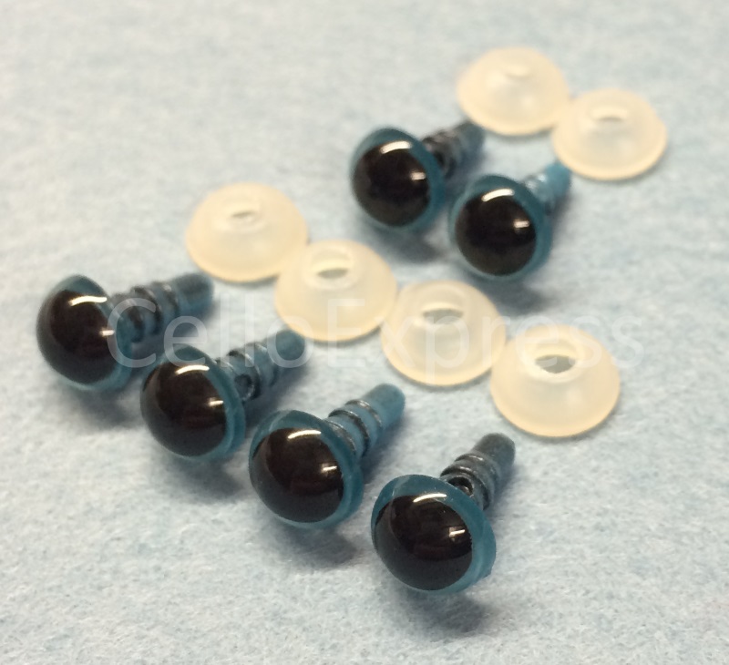 Pack of 3 Pairs - 8mm Blue Glass Like Eyes with Plastic Backs