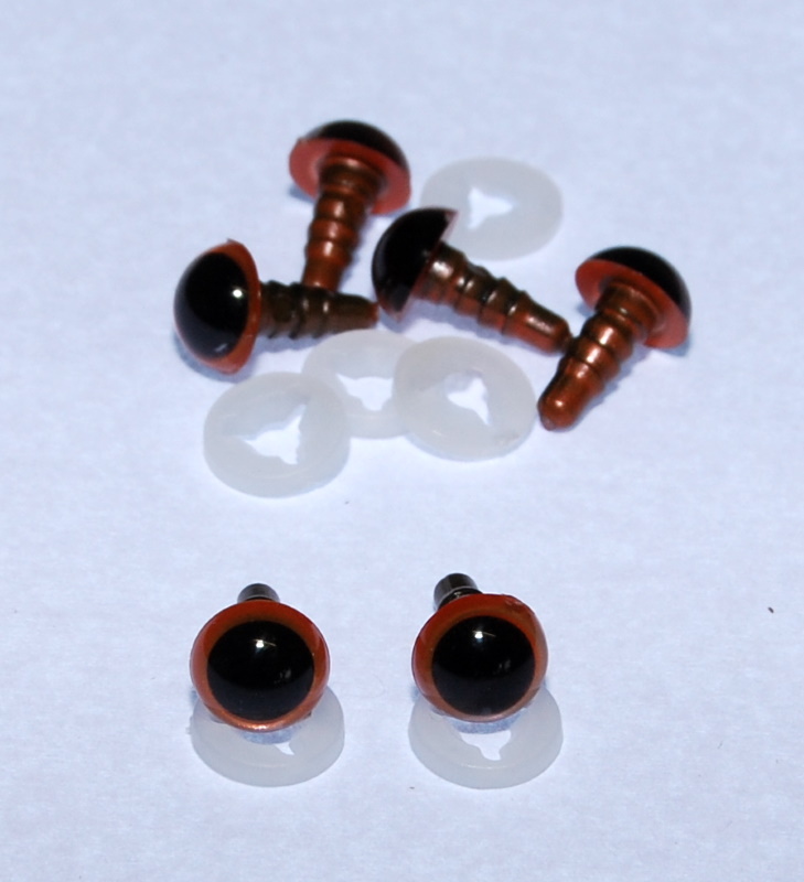Pack of 3 Pairs - 8mm Orange Glass Like Eyes with Plastic Backs